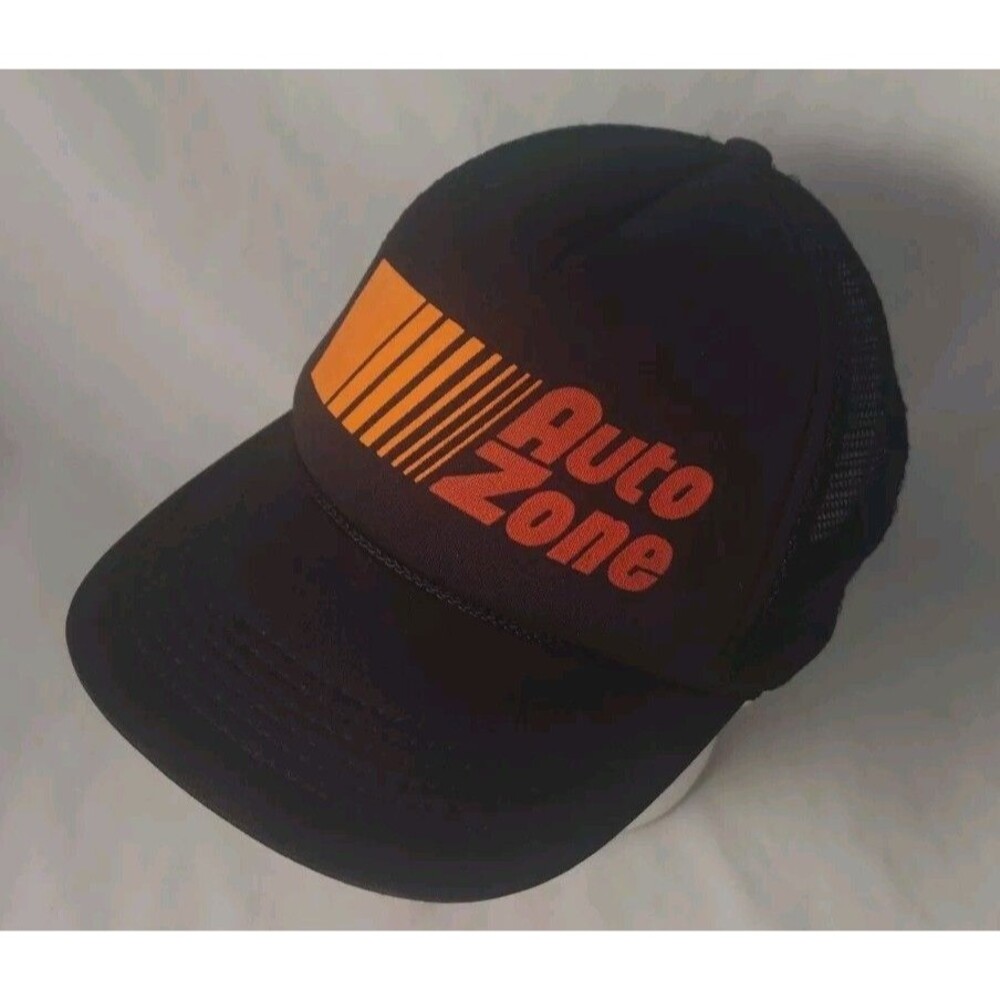 Vintage Auto Zone Black Adjustable Snapback Mesh Back Trucker Hat/Cap-EXCELLENT!